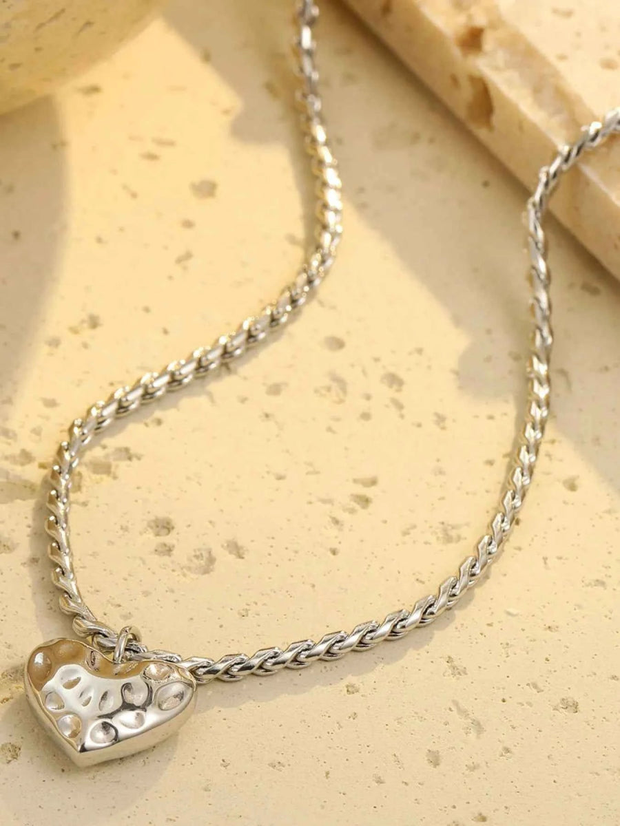 18K Gold-Plated Stainless Steel Heart Pendant Necklace.