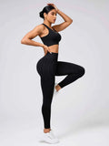 Round Neck Wide Strap Tank and Leggings Active Set.