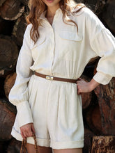 Casual Button Front Long Sleeve Romper.