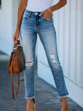 Distressed High-Waisted Skinny Jeans.