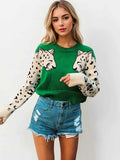 Leopard Print Round Neck Sweater.