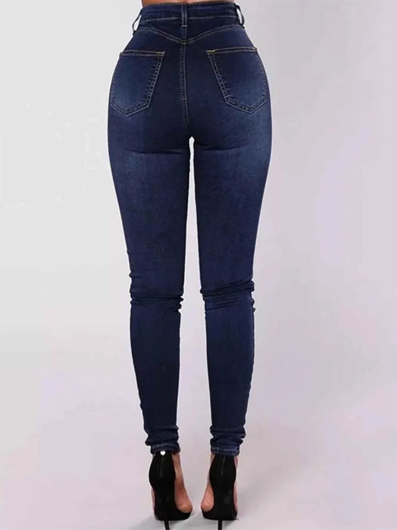 Full Size High-Waisted Double-Breasted Skinny Jeans Plus Size.