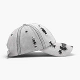Distressed Letter Embroidered Baseball Cap.