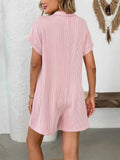 Button Detail Collared Neck Short Sleeve Romper.