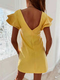 Ruffled Layered Backless Mini Dress.