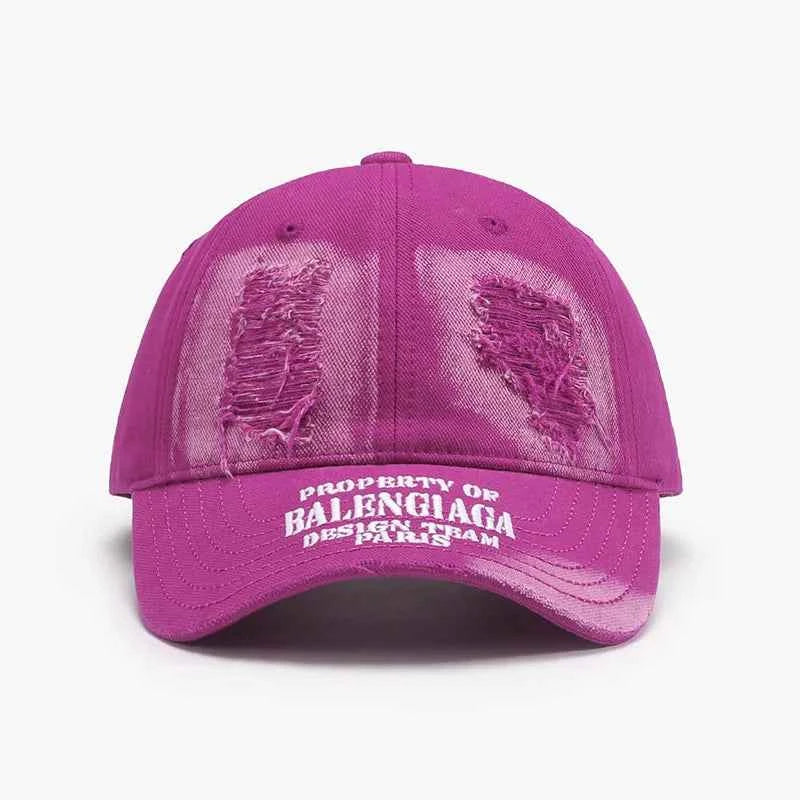 Distressed Cotton Baseball Cap.