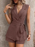 Chic Sleeveless Blazer and Shorts Set - EBYNN