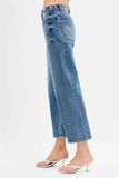 RISEN High Rise Crop Length Barrel Jeans with Adjustable Waist.