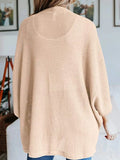 Plus Size Open Front Waffle Knit Cardigan.