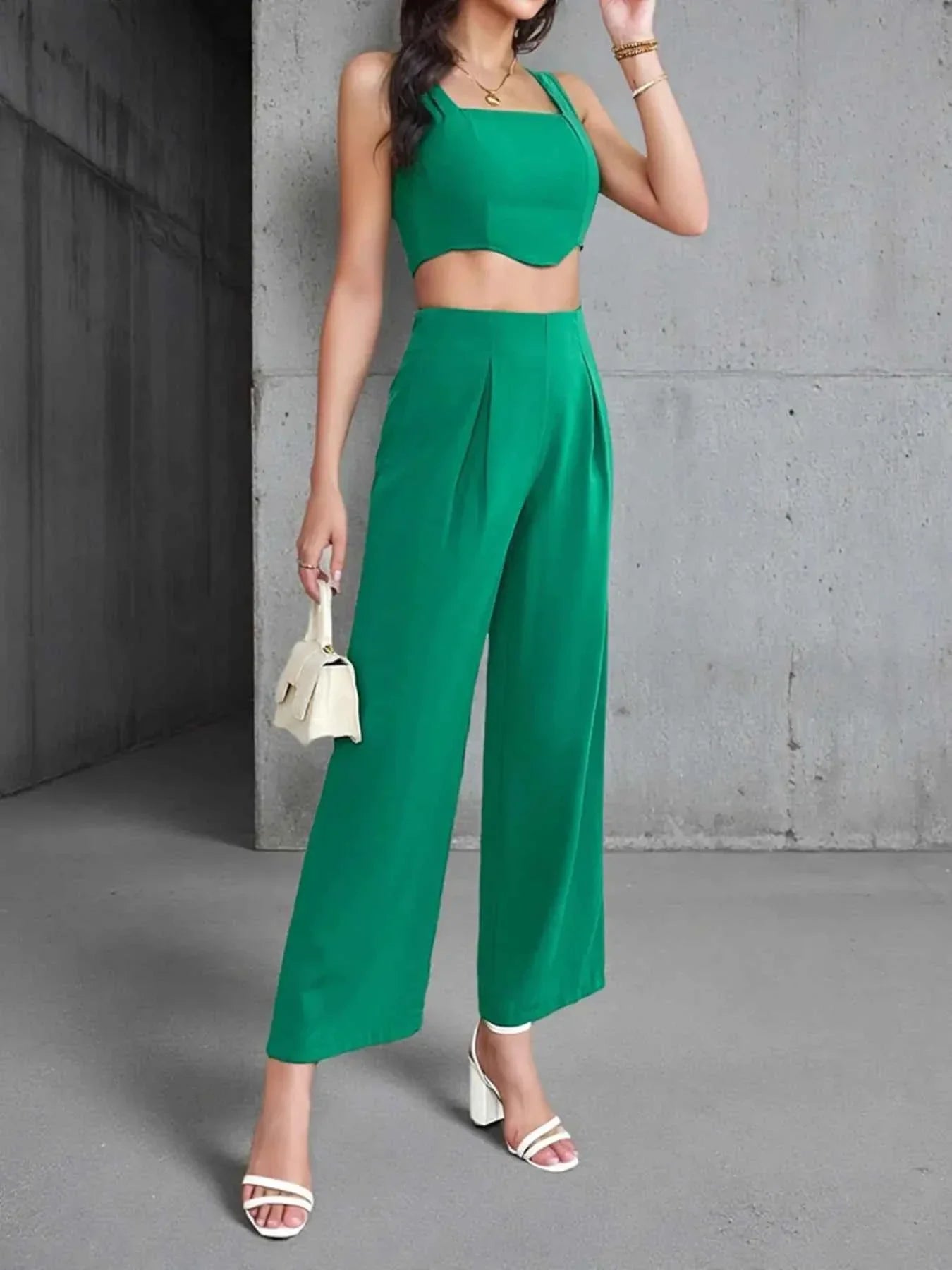 Square Neck Tank and Pants Set.