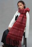 Fringe Plaid Thermal Scarf.
