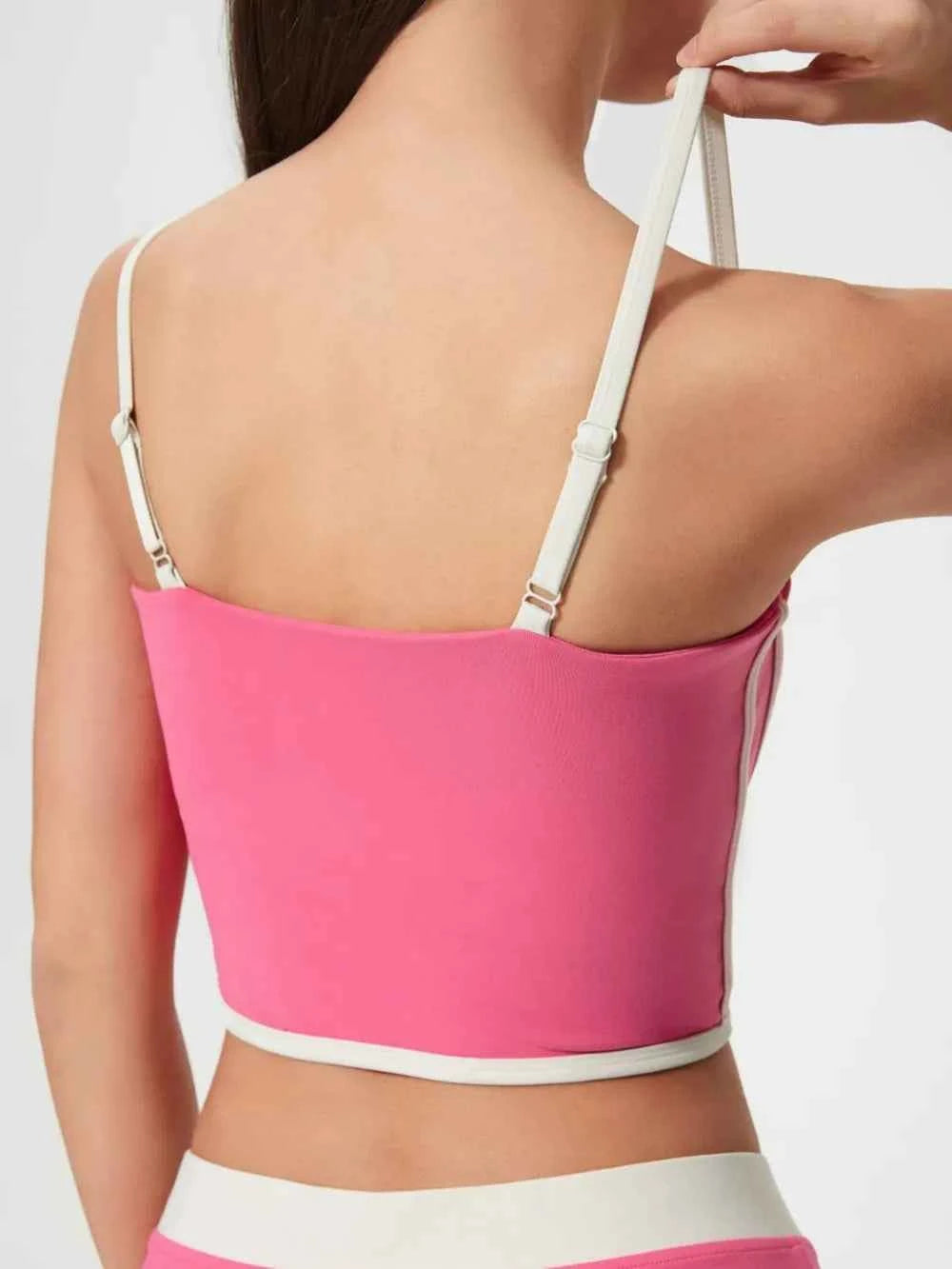 Millennia Contrast Trim Square Neck Active Cami with Detachable Pads.