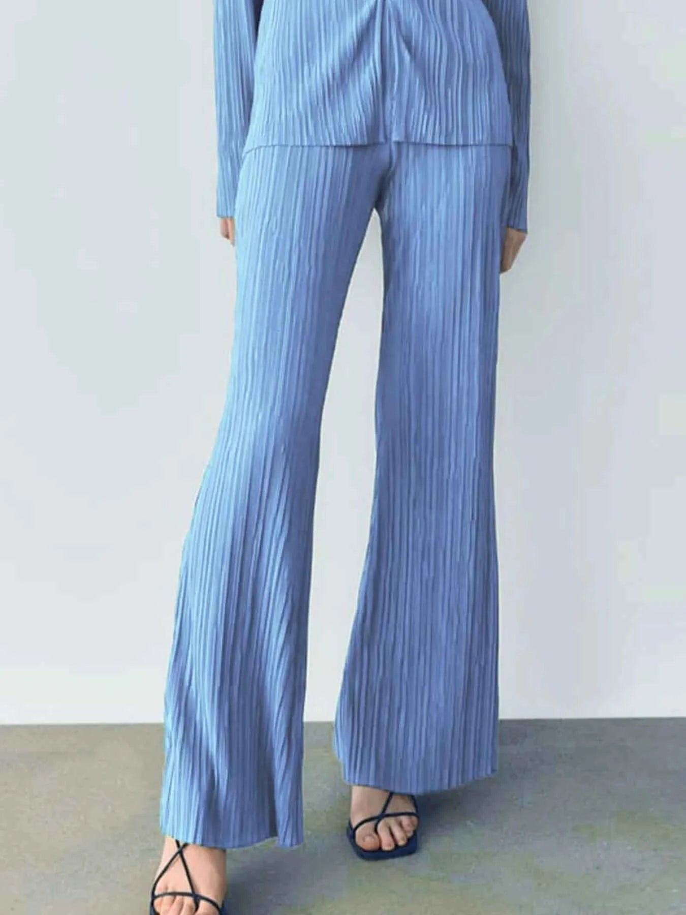 Texture Long Sleeve Top and Pants Lounge Set.