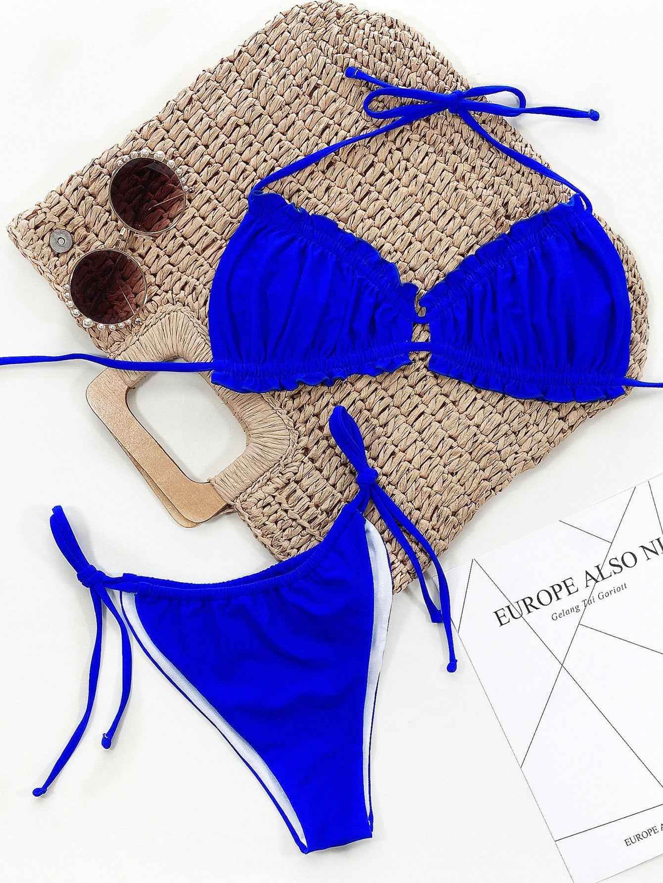 Frill Trill Halter Neck Bikini Set.