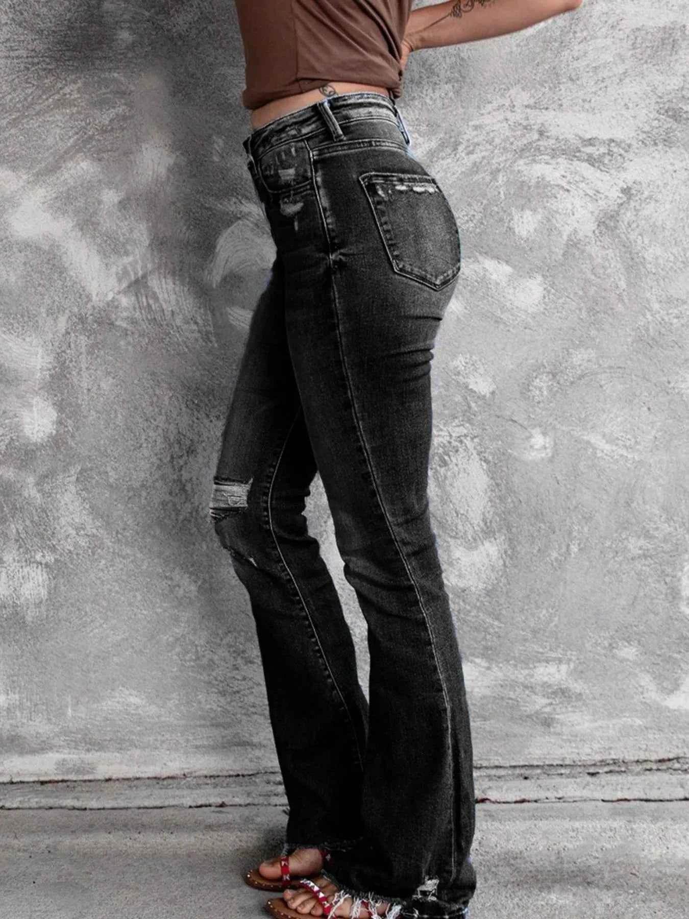 Distressed Flare Jeans for Women.
