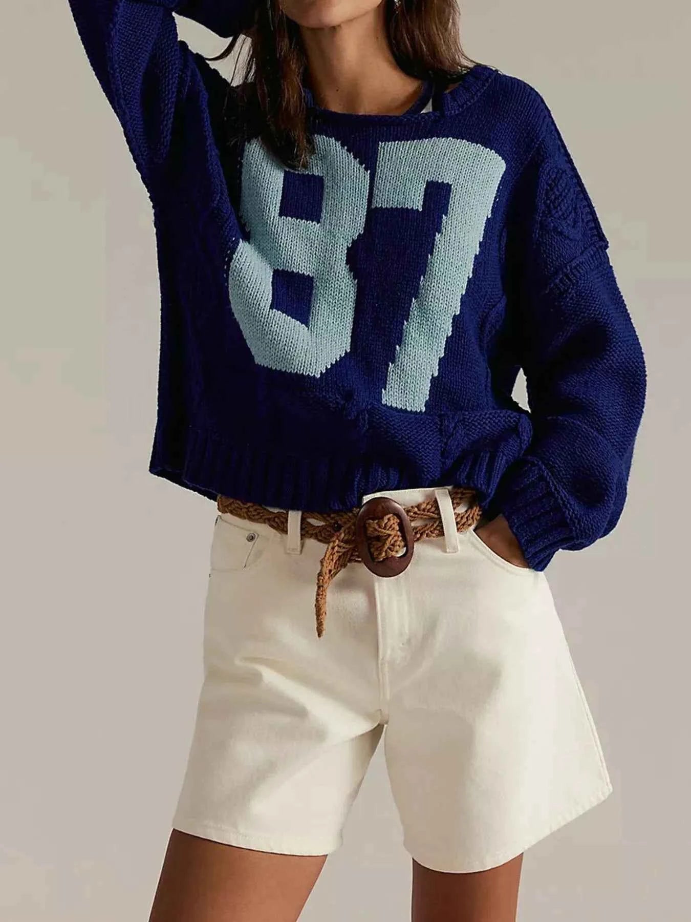 Number 81 Oversized Cable Knit Sweater.