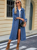 Button Up Long Sleeve Longline Denim Jacket.