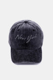 Zenana Washed Embroidered City Baseball Cap.