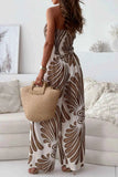 Printed Smocked Tube Wide Leg Jumpsuit.