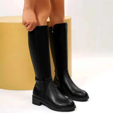 Women's Leather Knee-High Block Heel Boots.