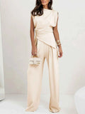Ruched Sleeveless Top and Pants Set.