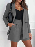 One Button Lapel Collar Blazer and Shorts Set - EBYNN