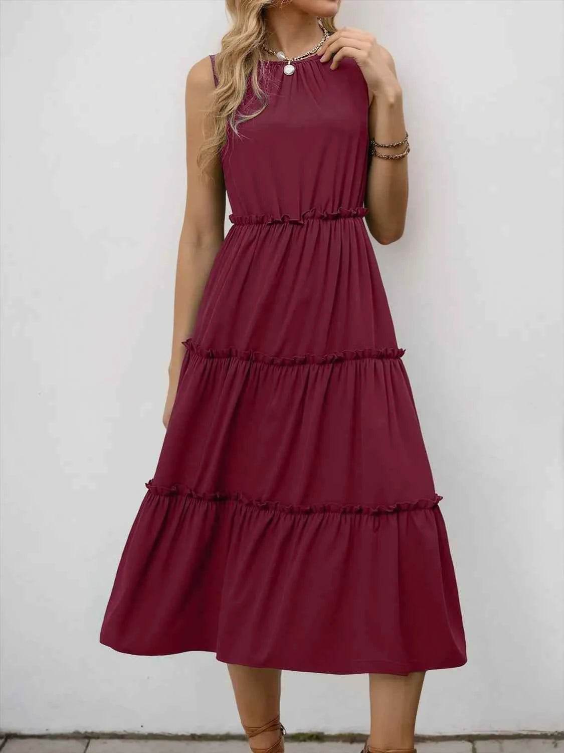 Frill Tiered Midi Dress.