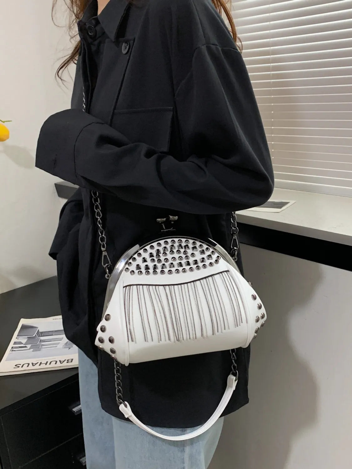 Studded Fringe Crossbody Bag.