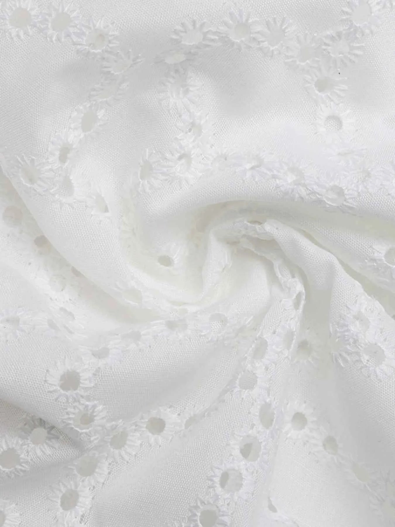 Eyelet Cutout Off-Shoulder Blouse.