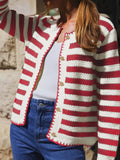 Button Down Striped Long Sleeve Cardigan.