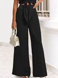 Tie Front Top & Wide Leg Pants Set.