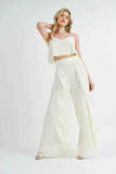 MABLE Crop Cami & Ruffled Wide Leg Pants Set - EBYNN
