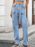 High-Waisted Multi-Pocket Cargo Jeans.