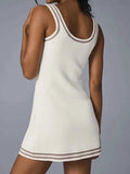 Contrast Trim Scoop Neck Knit Dress.