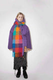 Thermal Fringe Contrast Plaid Scarf.