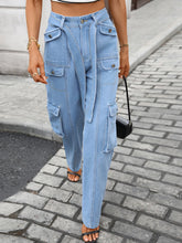 High-Waisted Multi-Pocket Cargo Jeans.