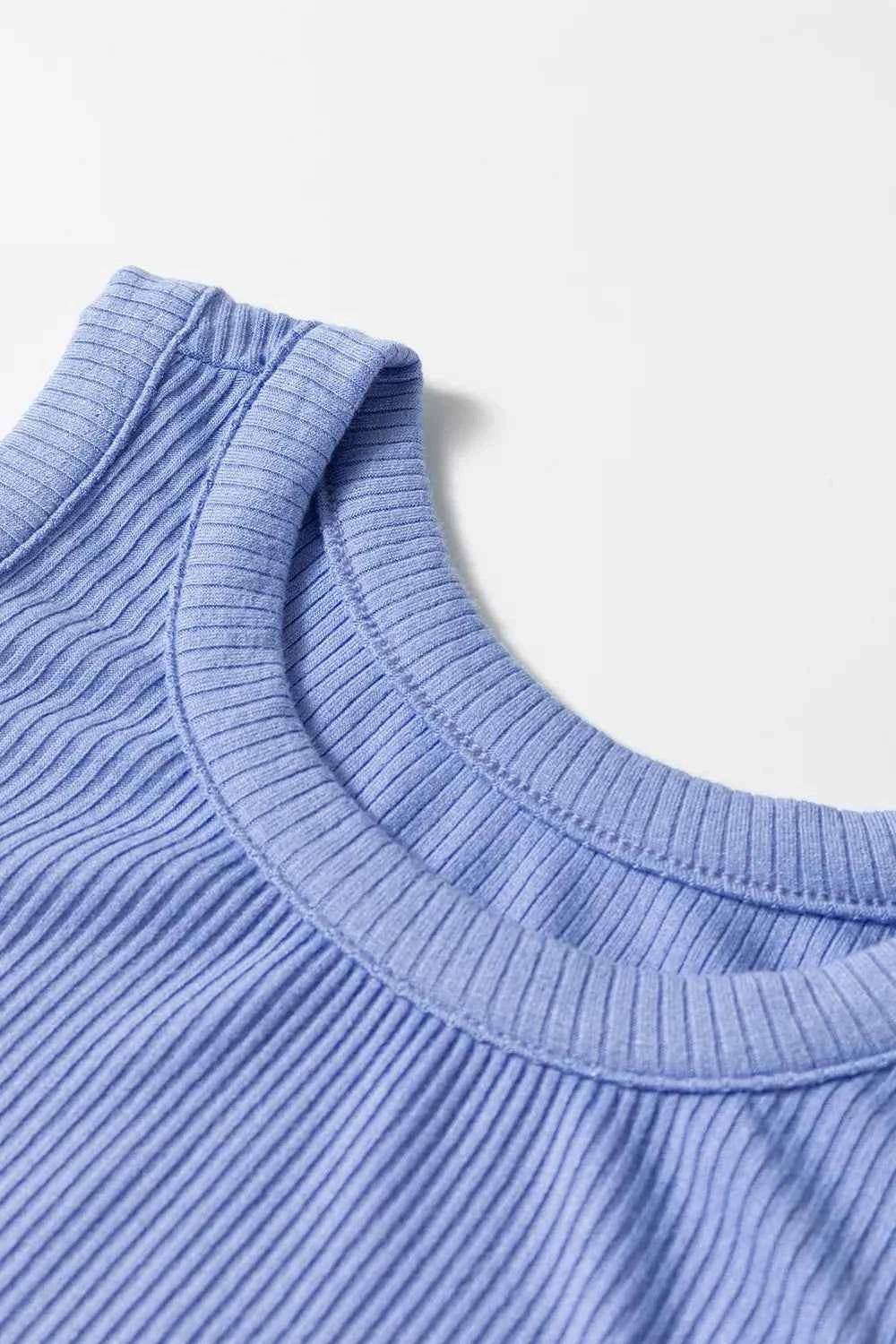 Ribbed Midi Dress with Patchwork and Pockets.