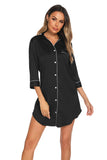 Button Up Collared Neck Night Dress with Pocket.