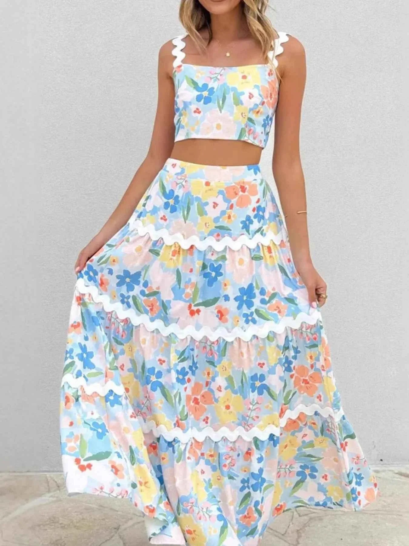 Printed Cami and Maxi Skirt Set.