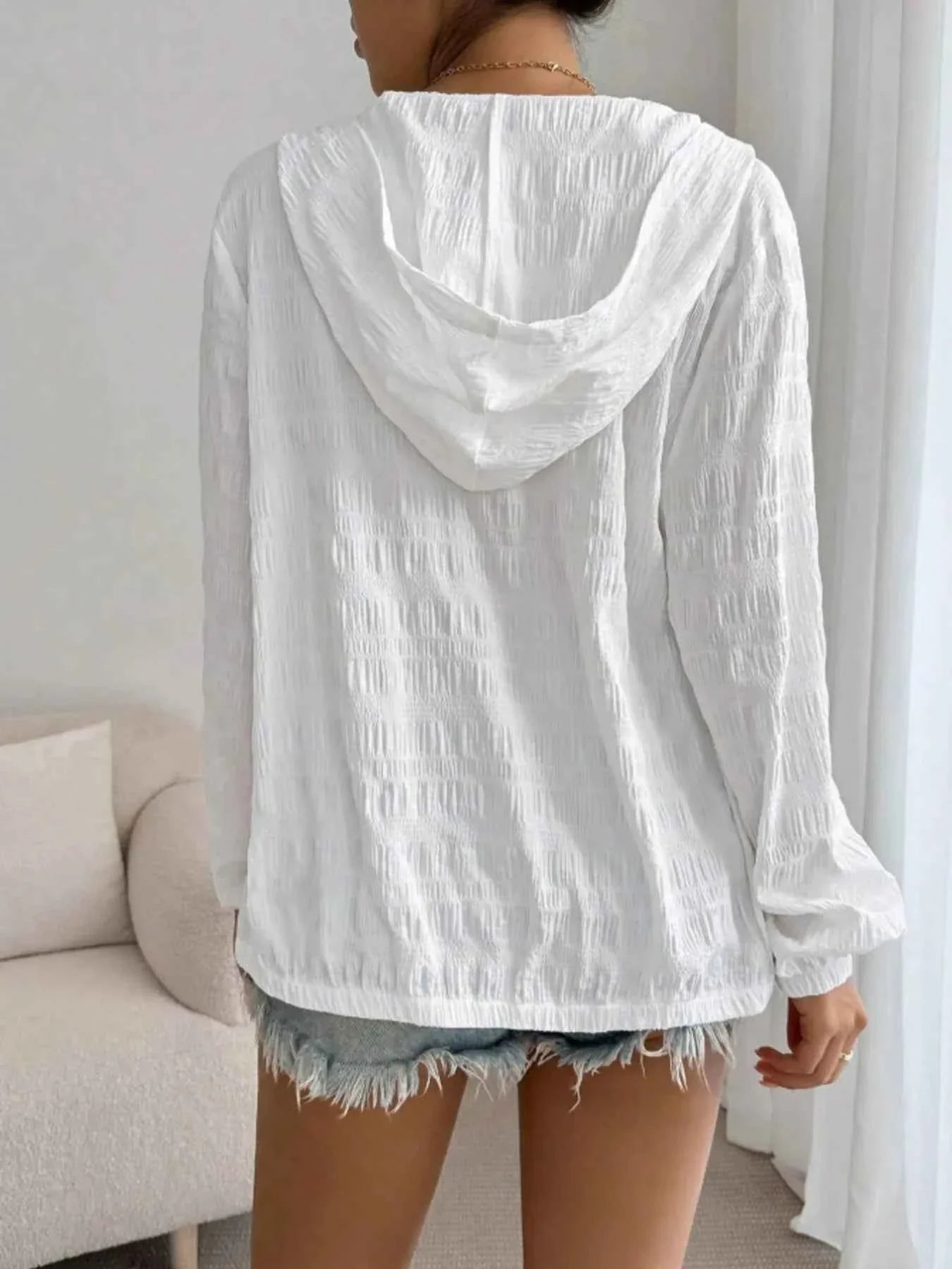 Zip Up Long Sleeve Hooded Jacket.