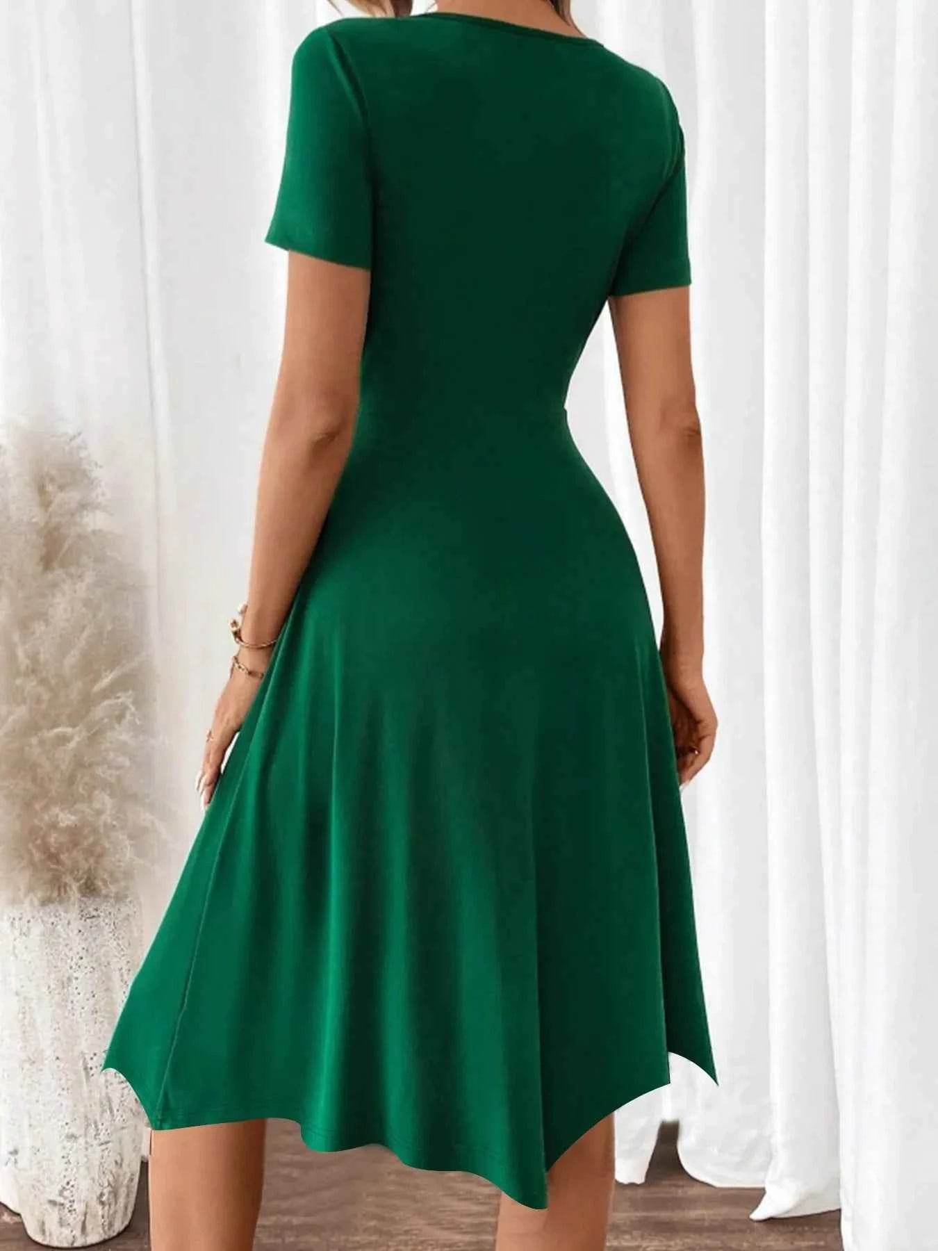 V-Neck Short Sleeve Dress.