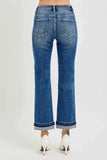 RISEN Mid Rise Ankle Straight Cuffed Jeans.