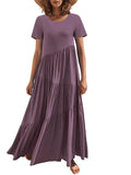 Round Neck Tiered Ruffle Maxi Dress.