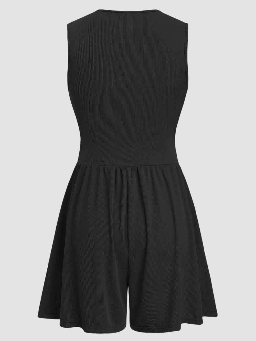Ruched Plunge Sleeveless Romper.