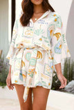 Printed 3/4 Sleeve Romper.