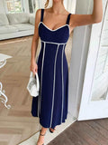 Contrast Wide Strap Midi Cami Dress.