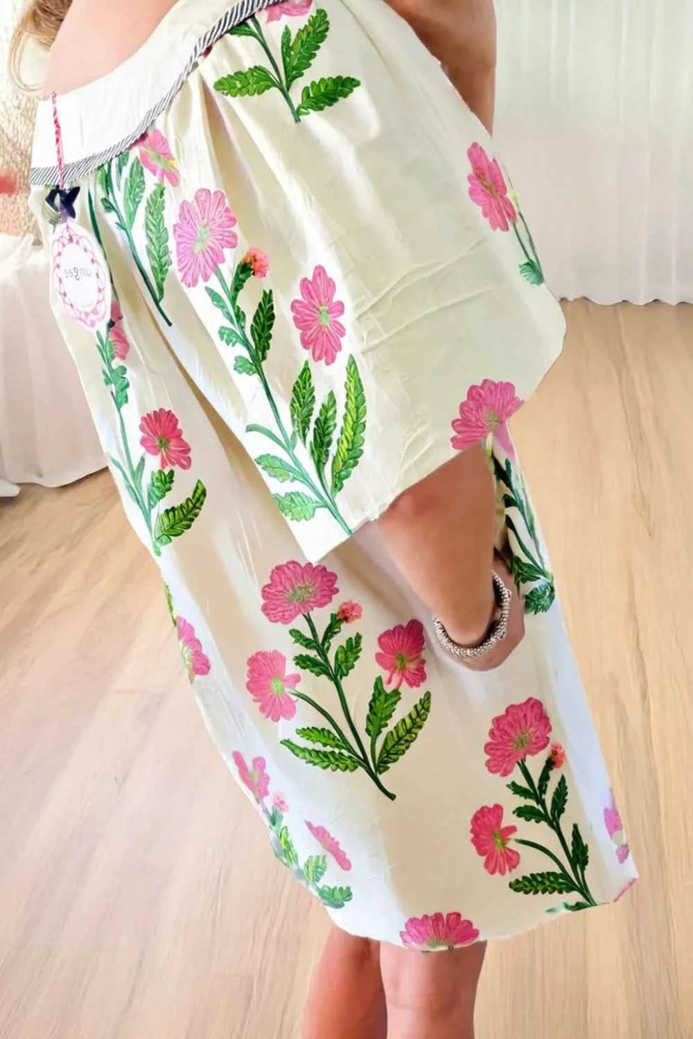 Floral Print Flutter Sleeve Mini Dress.