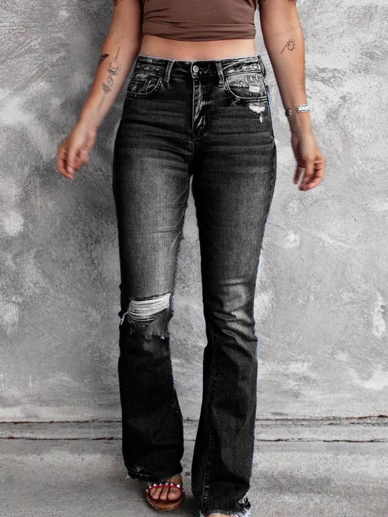 Distressed Flare Jeans for Women.
