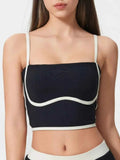 Millennia Contrast Trim Square Neck Active Cami with Detachable Pads.