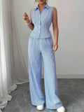 Striped Sleeveless Top and Pants Set - EBYNN